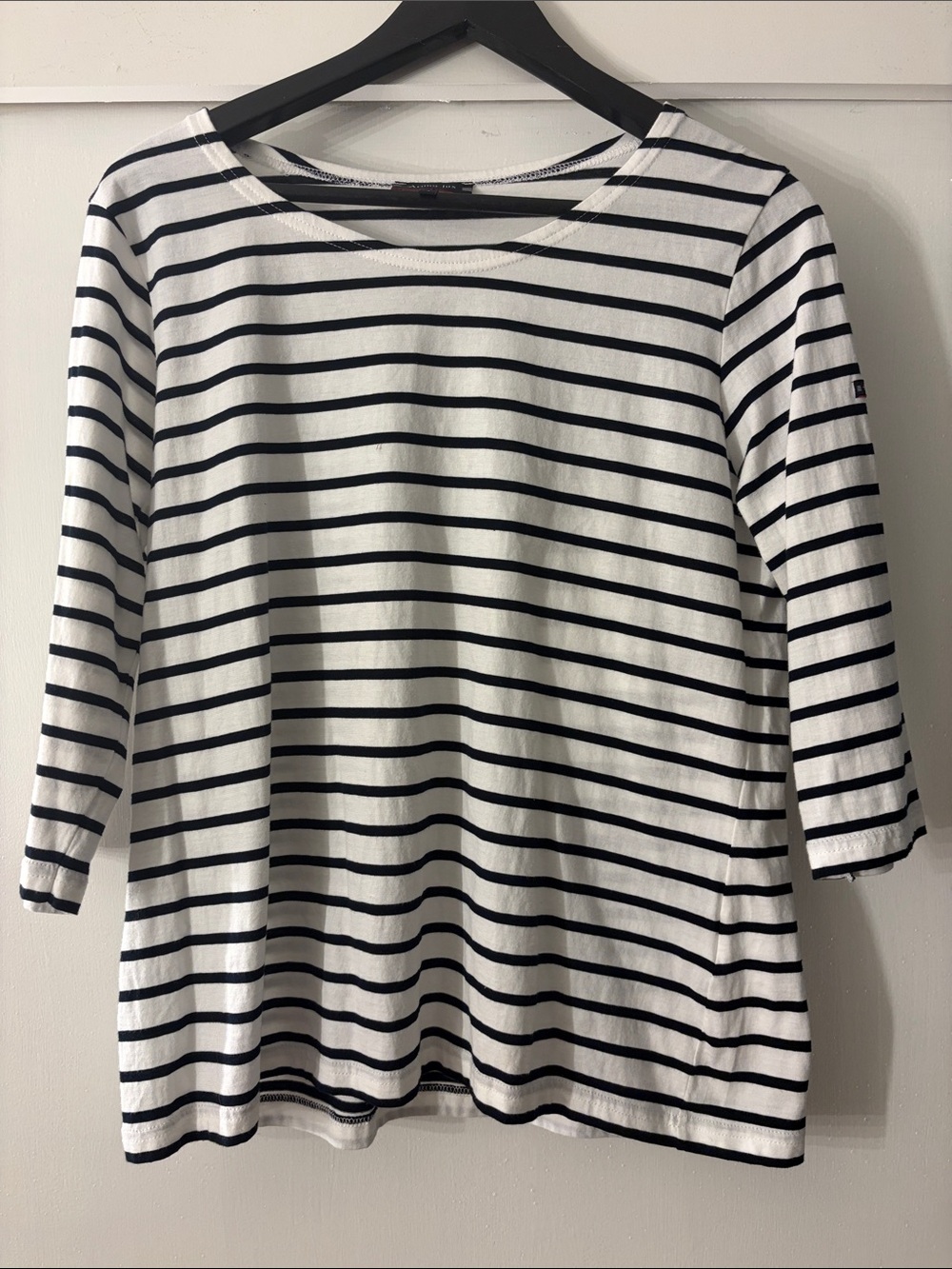 Armor Lux Breton Boatneck Top in White and Black